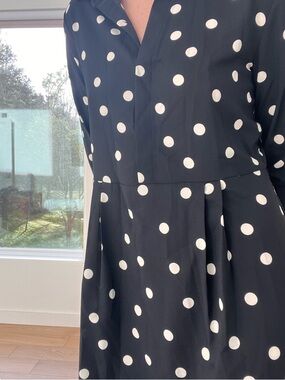 Mango Black Dress with White Polka Dots, Long Sleeve